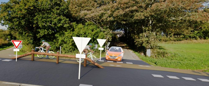Photomontage d'un aménagement de piste cyclable