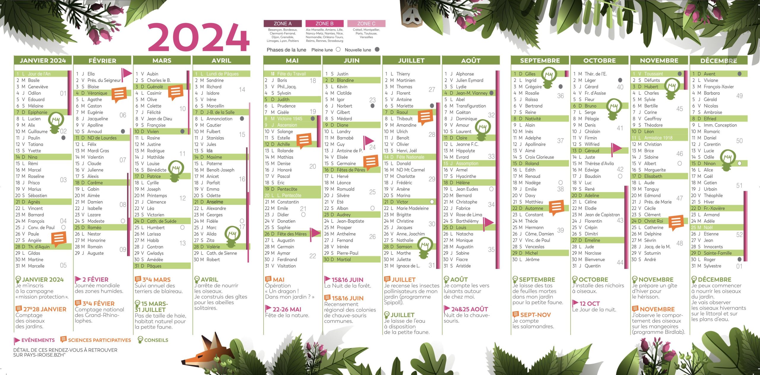 Calendrier 2024 biodiversité