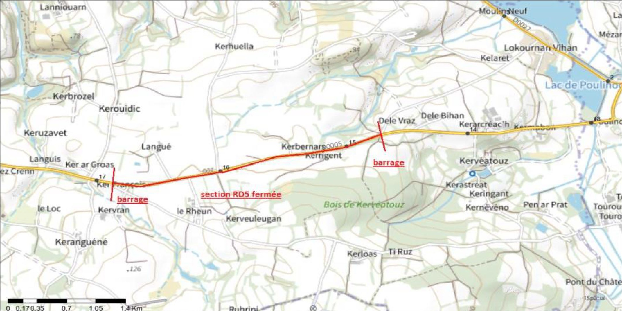 Plan section fermée pour travaux